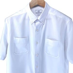 Southern Tide Performance Mens L White Short Sleeve Button Down Shirt US Flag
